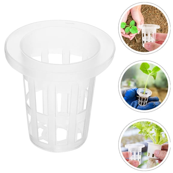 UPOUART 25Pcs White Plastic Net Pots for Hydroponics Garden Balcony Flower Planting Baskets