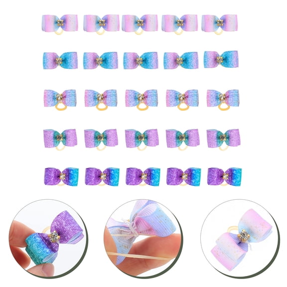 UPOUART 25Pcs Assorted Color Dog Cat Hair Ties with Durable Elastic Bowknot