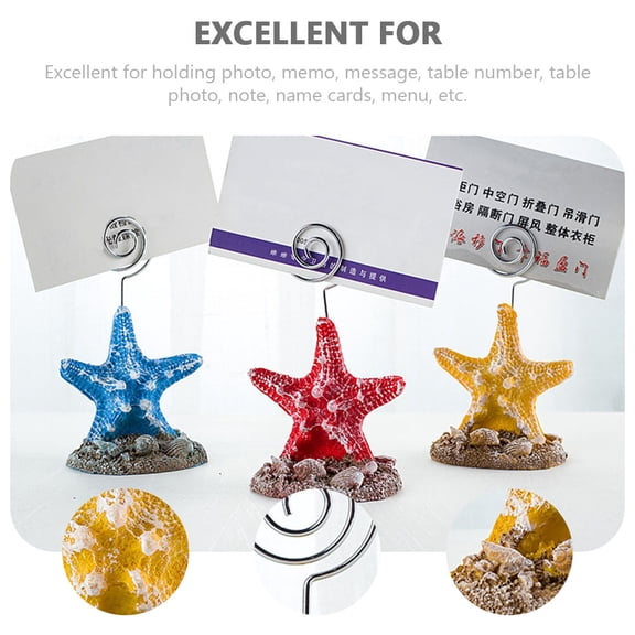 UPOUART 2-Pack Star-Shaped Yellow Resin Photo Memo Clips for Mediterranean Style Home and Office Decoration