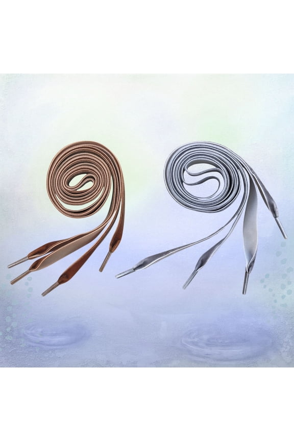 2Pairs Brown Wide Flat Shoelace Premium Durable Material for Shoe Use Unisex