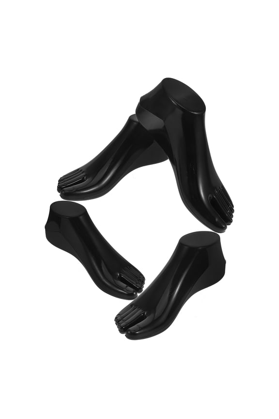 2 Pairs Realistic Curved Foot Shoe Display Models and Sock Holders in Black for Retail and Home Use