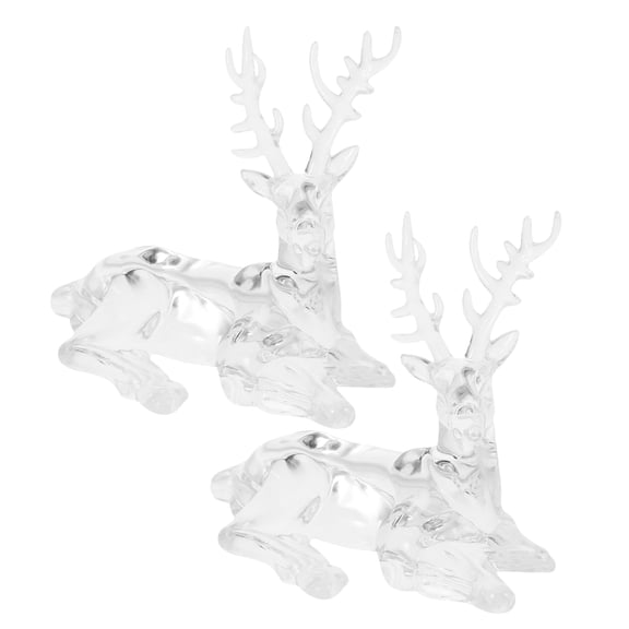 UPOUART Set of Acrylic Reindeer Statues Transparent Christmas Deer Figurines for Holiday Tabletop Decoration