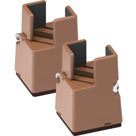 UPOUART 2Pcs Adjustable Bed Risers Steel Abs Light Brown Anti Rust Furniture Lifting for Homeowners
