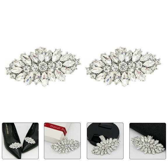 UPOUART 2Pcs Alloy Shoes Clips White Decorative Buckles for Flat Boots Sandals and Heels