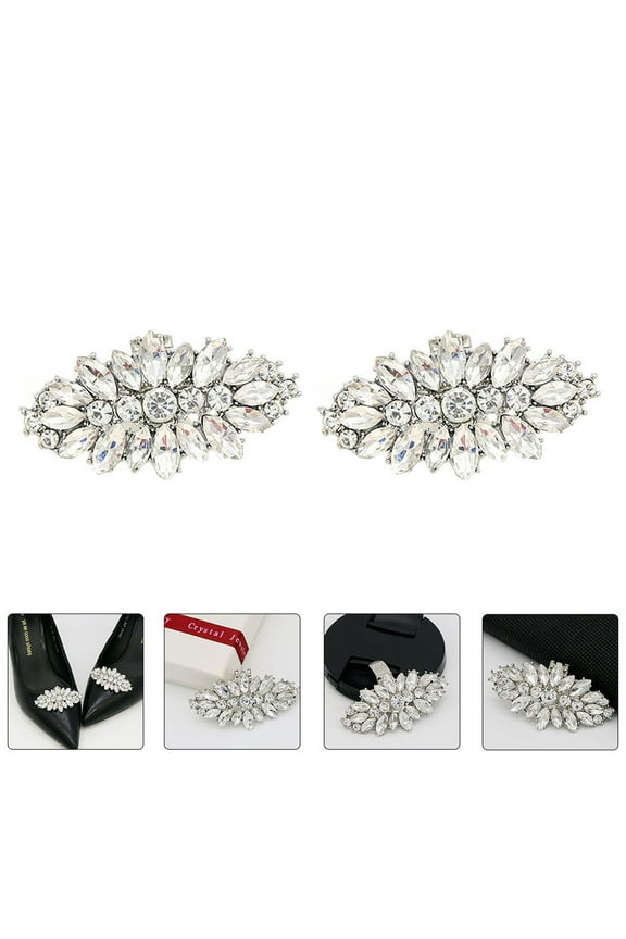 2Pcs Alloy Shoes Clips White Decorative Buckles for Flat Boots Sandals and Heels