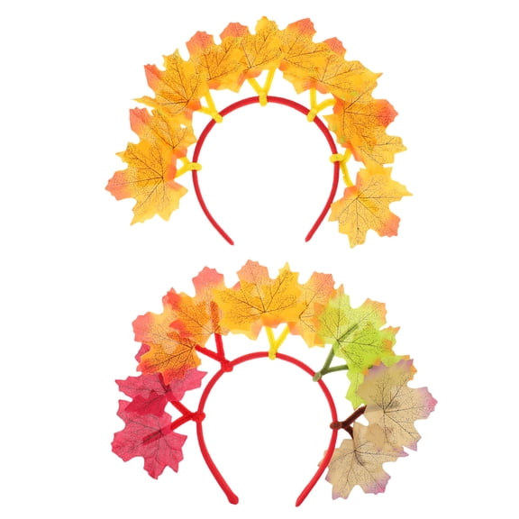 UPOUART 2Pcs Autumn Harvest Headbands with Elastic Band Assorted Color Thanksgiving Party Hair Hoops