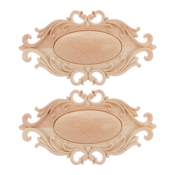 UPOUART 2-Pack Beige Decorative Wood Onlays for Doors, Cabinets, Furniture - Elegant Design Accents