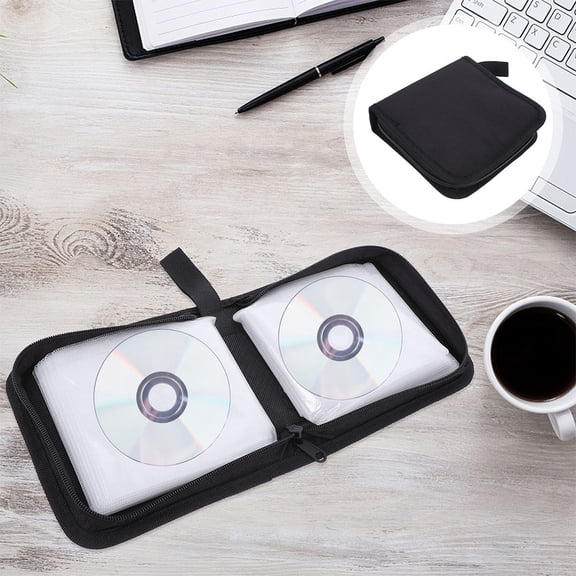 UPOUART 2Pcs Black Disc Storage Case Large Capacity Cd Protector with Numbered Pockets for Home