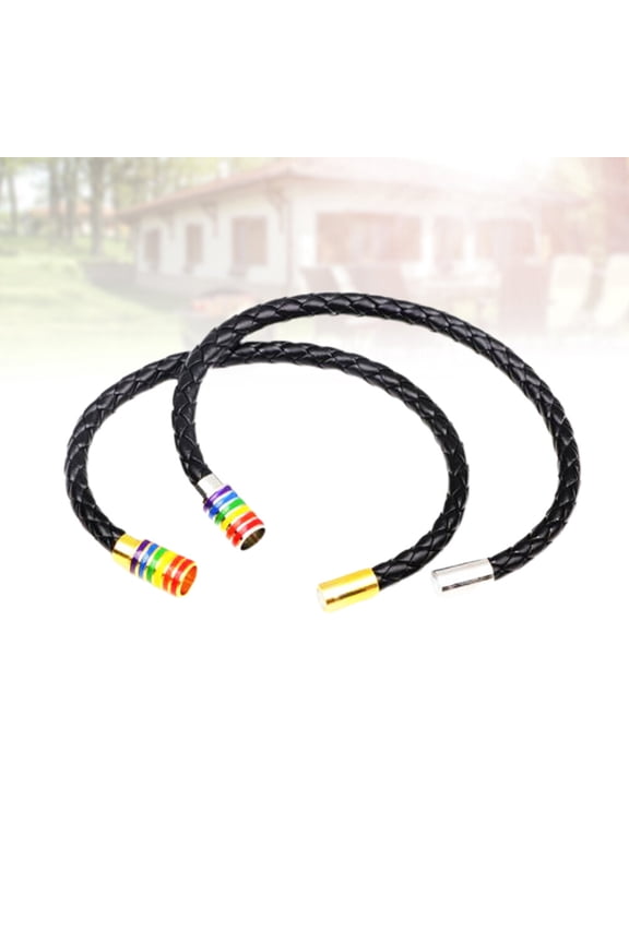 2Pcs Adjustable Handmade Knitted Bracelet Black Color for Fashion Decoration