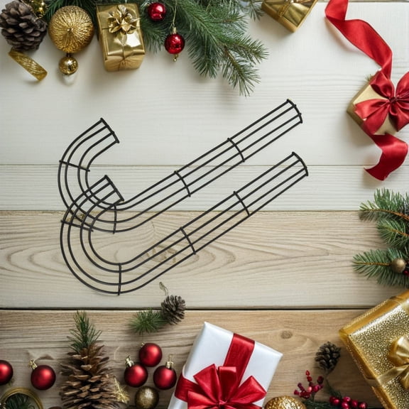 UPOUART 2-Pack Black Metal Candy Cane Wreath Frames for Holiday Crafting and Festive Wreath Making Decorations