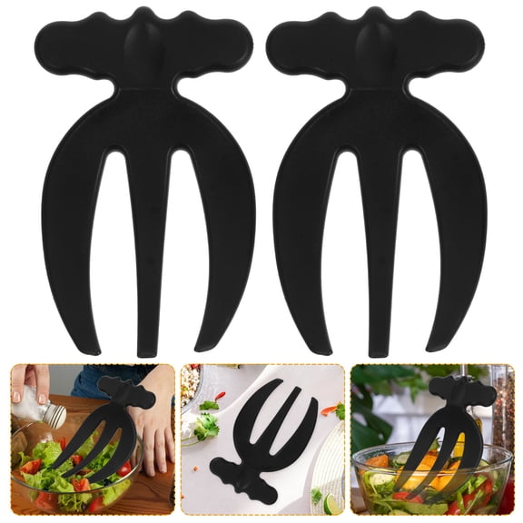 UPOUART 2Pcs Black Plastic Salad Serving Claws with Three Prongs for Firm Grip