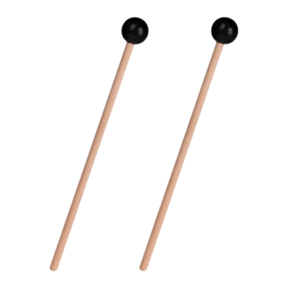 UPOUART Wood Drum Mallets Black Rubber Handle Accurate Playing Ethereal Sound