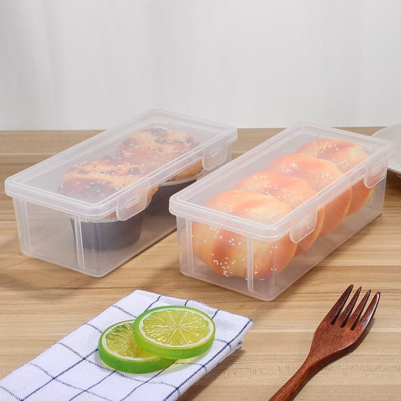 UPOUART Bread Storage Box, Clear PP Airtight Container for Fridge and Kitchen, 2Pcs