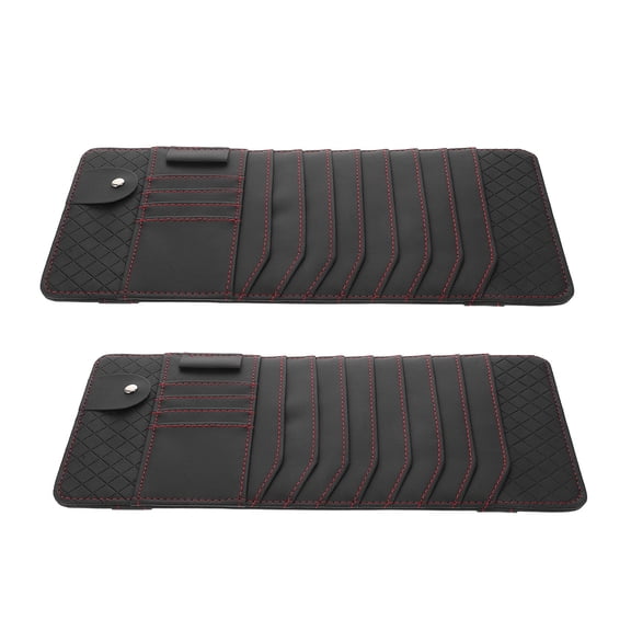 UPOUART 2Pcs Car Cd Case Holder Visor Black Large Capacity Sun Visor Organizer for Vehicle Storage