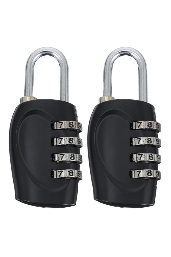 2-Pack Black Zinc Alloy Travel Suitcase Locks with 4-Digit Combination, Compact Design and Easy Reset Security
