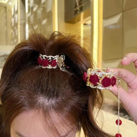 UPOUART 2Pcs Decorative Hair Clips Ponytail Cuffs Alloy Material Claw Clips for Thick Or Thin Hair Assorted Colors