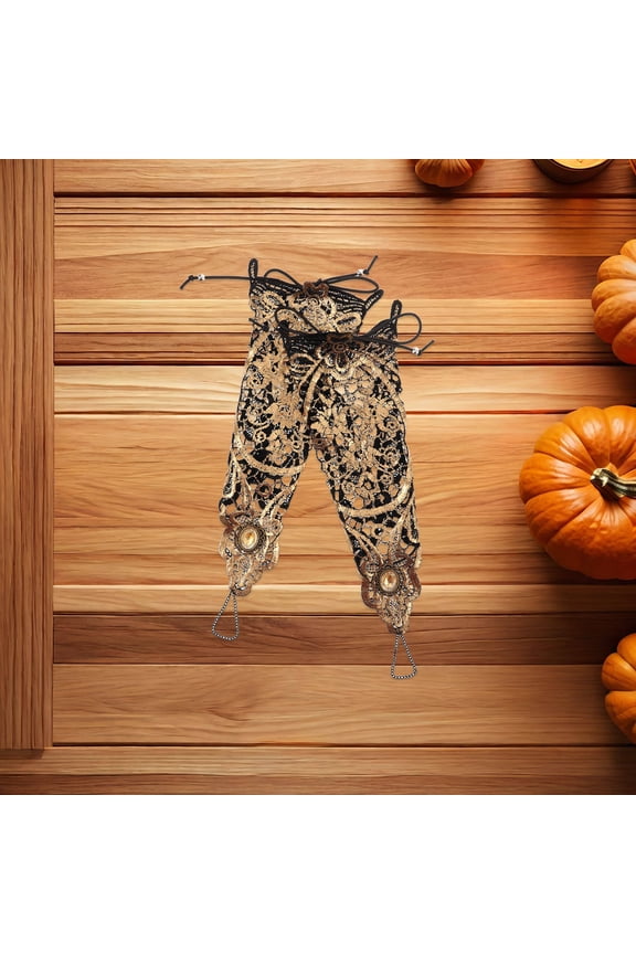 2Pcs Elegant Wrist Sleeves with Rhinestone Beading for Wedding Or Steampunk Parties