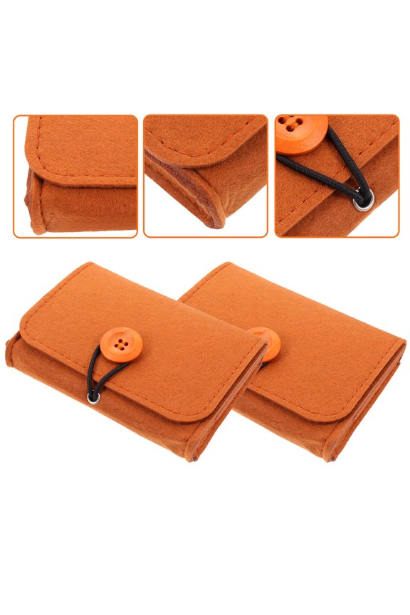 2Pcs Portable Essential Oil Carrying Pouch Brown Felt for Daily Storage