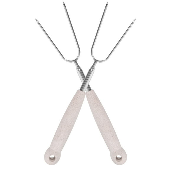 UPOUART 2Pcs Extendable BBQ Forks U Shaped Stainless Steel for Roasting Meat and Grilling Fork