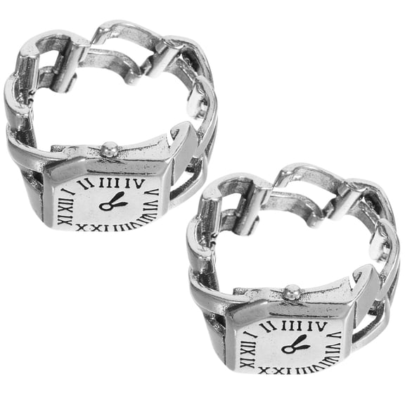 UPOUART Set of 2 Adjustable Copper Finger Watches with Roman Numerals Stylish Accessory for Men and Women