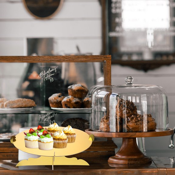 UPOUART 2Pcs Golden Paper Cake Stand Round Dessert Display Rack for Wedding Party Use