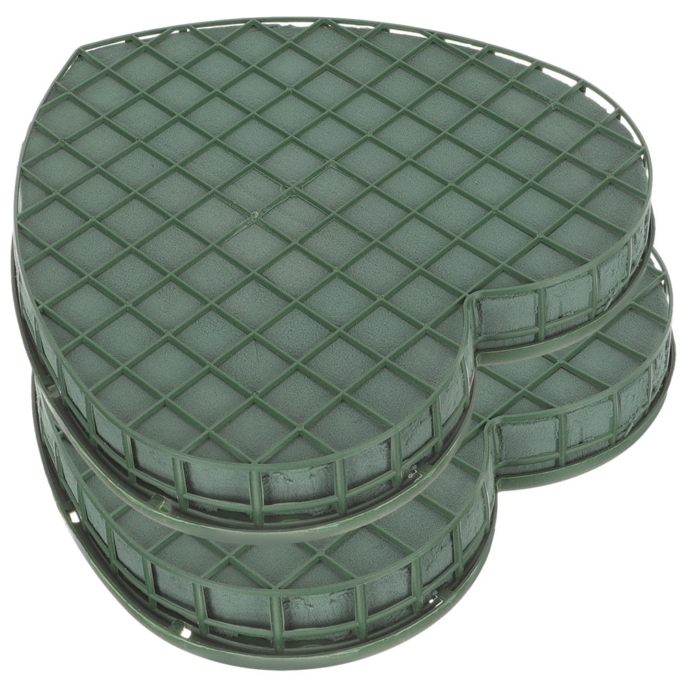 UPOUART 2-Pack Heart-Shaped Floral Cage with Cups, Green Floral Mud for Wedding Car Decor, Party Decorations and Special Events