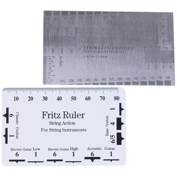 UPOUART 2Pcs Guitar Action Gauge Stainless Steel for String Spacing Measurement in Studio Use