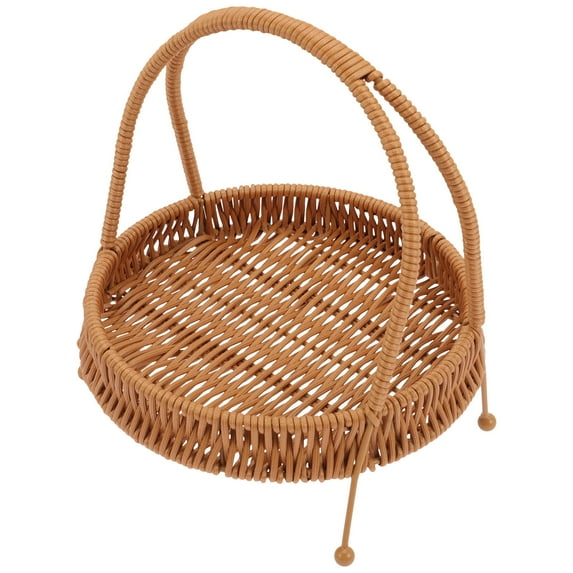 UPOUART Woven Rattan Tray Basket and Dessert Display, Wicker Storage Organizer for Kitchen and Home Use