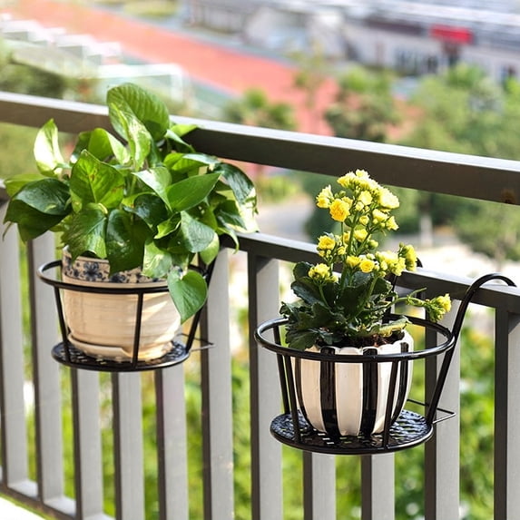 UPOUART 2Pcs Iron Balcony Railing Wall Hanging Flower Rack for Flower ...