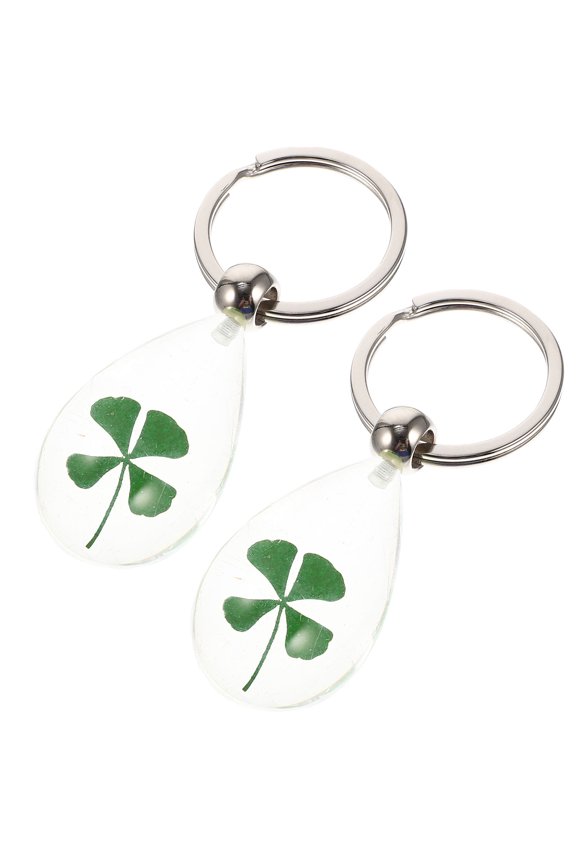 2Pcs Four Leaf Keychains in Assorted Colors Durable Key Hanging Decor for Bag Car and Wallet