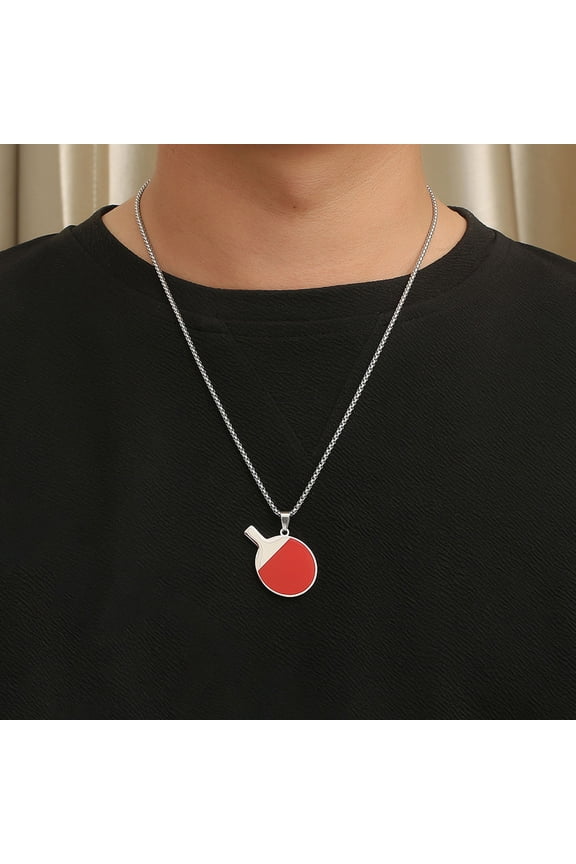 2Pcs Male Necklace Red Pendant Neck Chain Metal Necklace Stylish Neck Decoration
