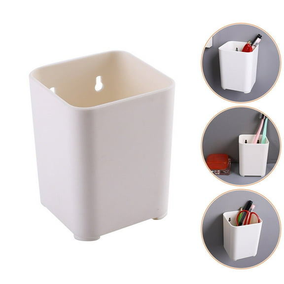 UPOUART 2Pcs Modern Simple Rectangular White Pen Holder for Wall Mounted Desk Storage