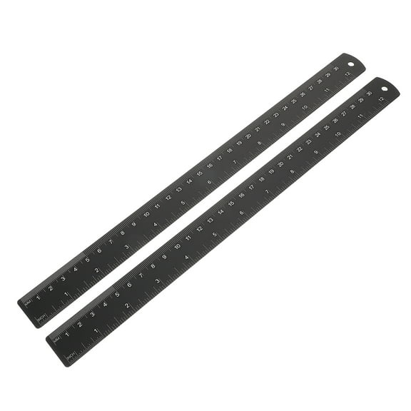 UPOUART 2Pcs Multi Functional Black Metal Ruler for Office Measuring Supplies and Woodworking
