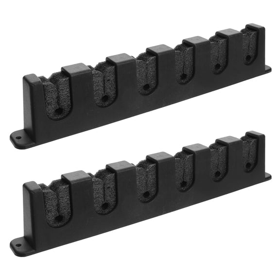UPOUART 2Pcs Pool Cue Holder Wall Mounted Black ABS Foam Multi-Hole Cue Organizer