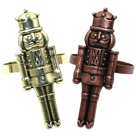 UPOUART 2-Pack Alloy Nutcracker Napkin Christmas Table Decor Holiday Dining Accessories