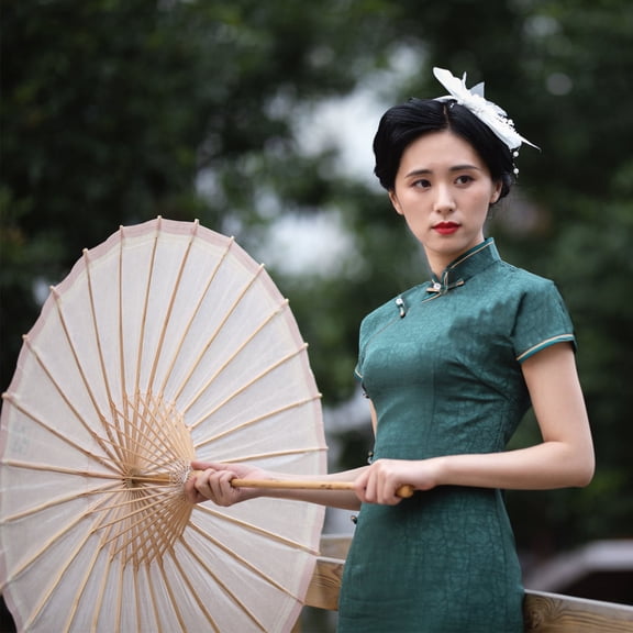 UPOUART 2Pcs Oiled Paper Umbrella Stands Bamboo Decorative Support for Holiday Party Photography Props