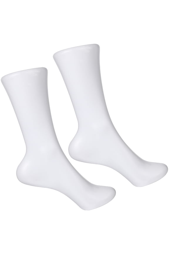 2-Pack White Plastic Female Foot Display Models for Socks and Shoe Support, and Lightweight