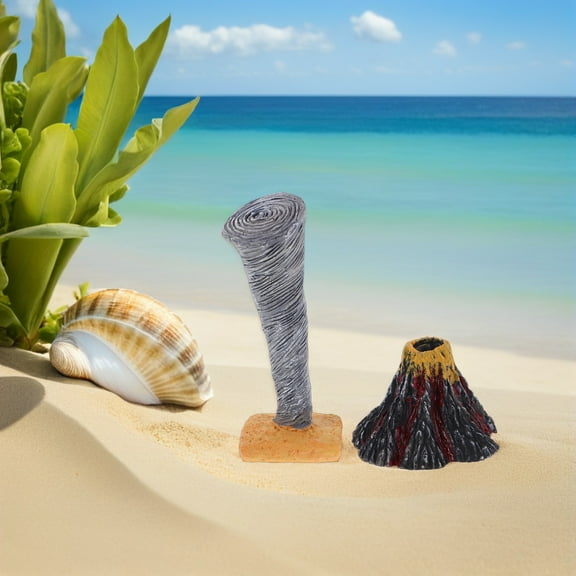 UPOUART 2Pcs Realistic Volcano and Tornado Resin Sculpture Natural Disaster Model for Home Display