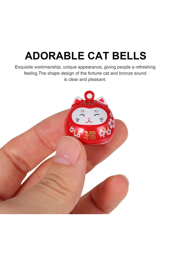 2Pcs Red Cat Bell Decor Lovely Hanging Pendants for Keychain and Bag Accessories