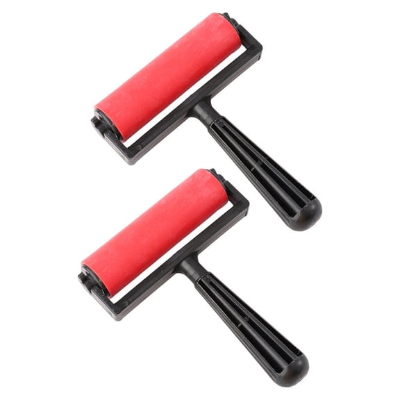 UPOUART 2-Pack Red Plastic Craft Stamping Rollers with Build and Smooth Rolling for Projects and Art Crafts