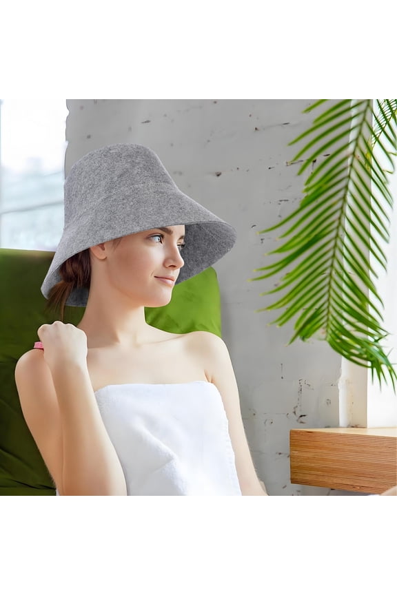 Sauna Accessories White 2 Pcs Felt Shower Cap Protect from Heat