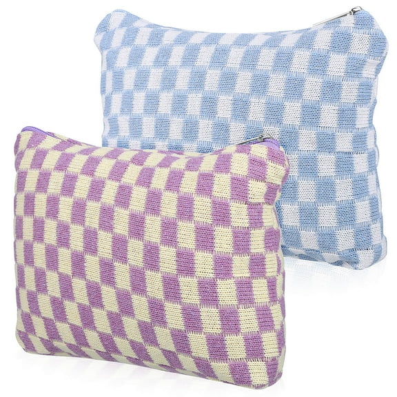 UPOUART 2Pcs Soft Fabric Makeup Organizer Bag Assorted Colors Stylish Lightweight Storage Pouch