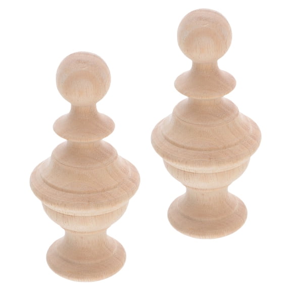 UPOUART 2-Pack Wood Bed Posts and Stair Finials, Khaki Decorative Handrail Caps for Home and Furniture