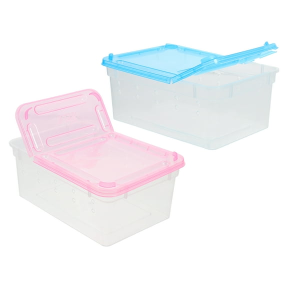 UPOUART Reptile Feeding Box Assorted Color Plastic 2Pcs 6.5In