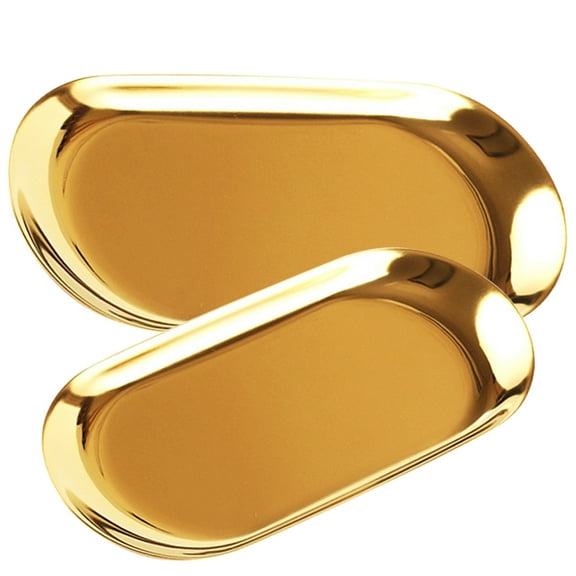 UPOUART 2Pcs Stainless Steel Trays Decorative Tray Gold Golden Decoration Various Occasions