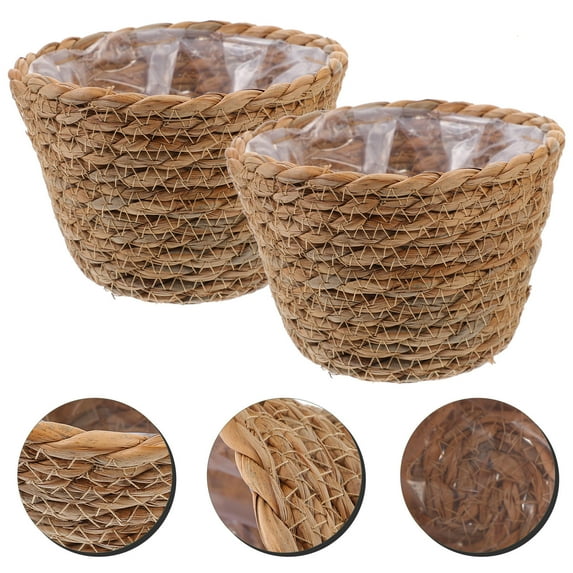 UPOUART Handmade Woven Plant Basket Set of 2 - Indoor Plant Holders for Living Room, Bedroom, Home Decor and Stylish Storage