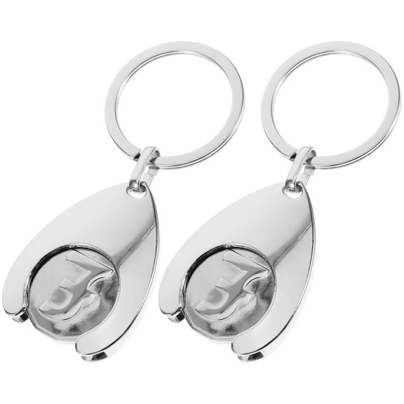 UPOUART 2-Pack Metal Token Keychains with Simple Design, Trolley Keyrings for Family and Friends