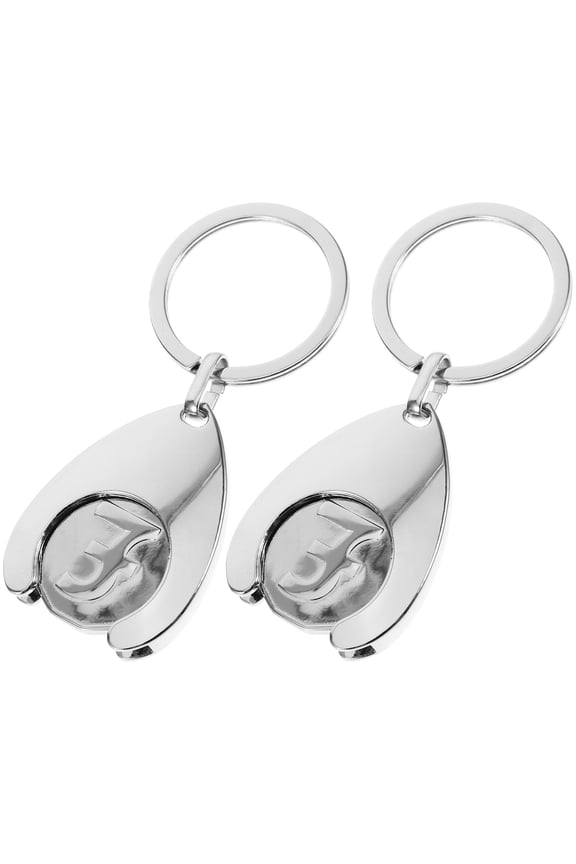 2Pcs Token Keyrings Ornament Metal Trolley Token Keychain Simple Design for Family Friends