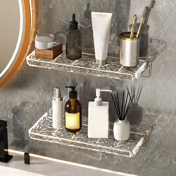 UPOUART 2Pcs Kitchen Seasoning Rack Wall Mounted Organizer Transparent Sturdy Storage Shelf