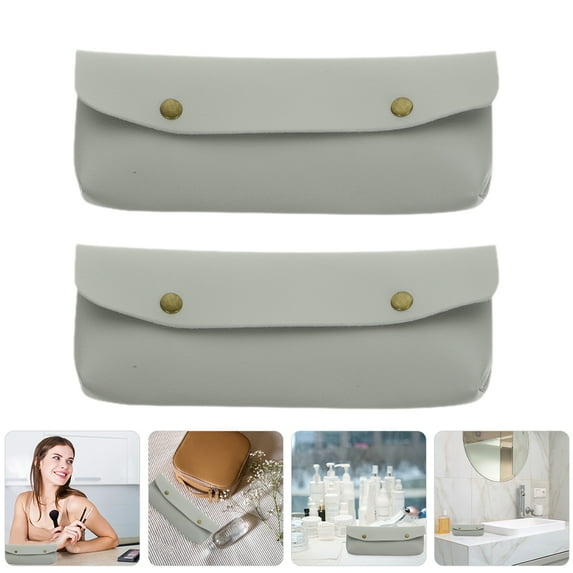 UPOUART 2Pcs Travel Makeup Brush Holders Lightweight Cosmetic Brush Bags Durable PU Material